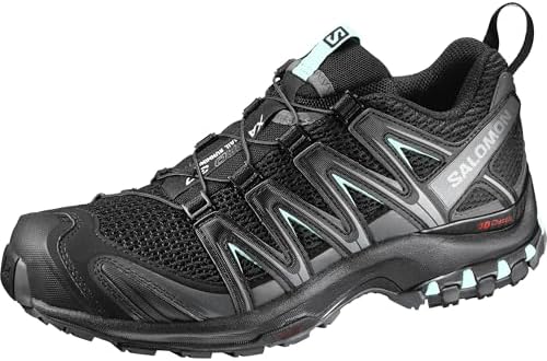 Salomon Tênis feminino de corrida XA PRO 3D Trail, Preto/ímã/azul